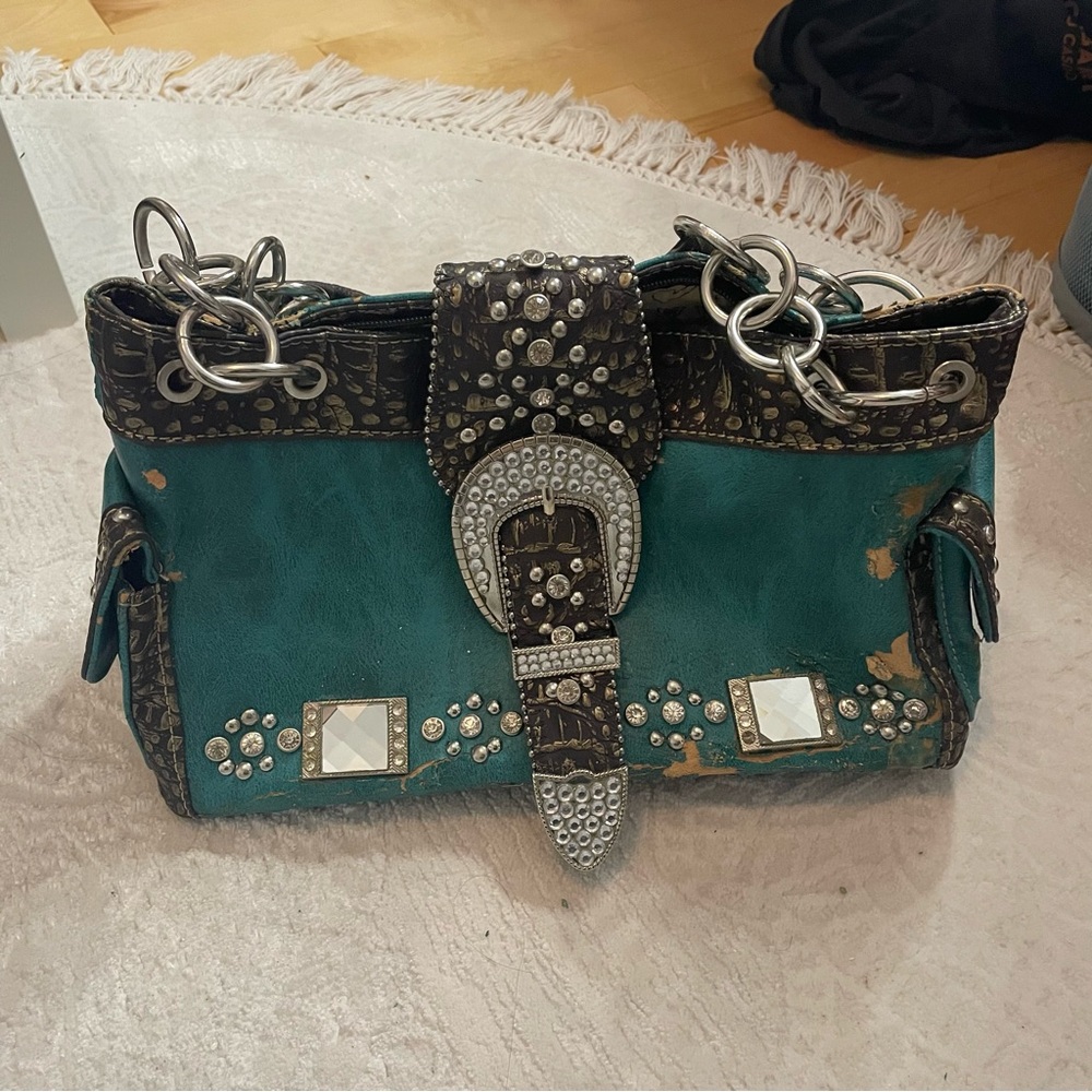 Blue turquoise western bag